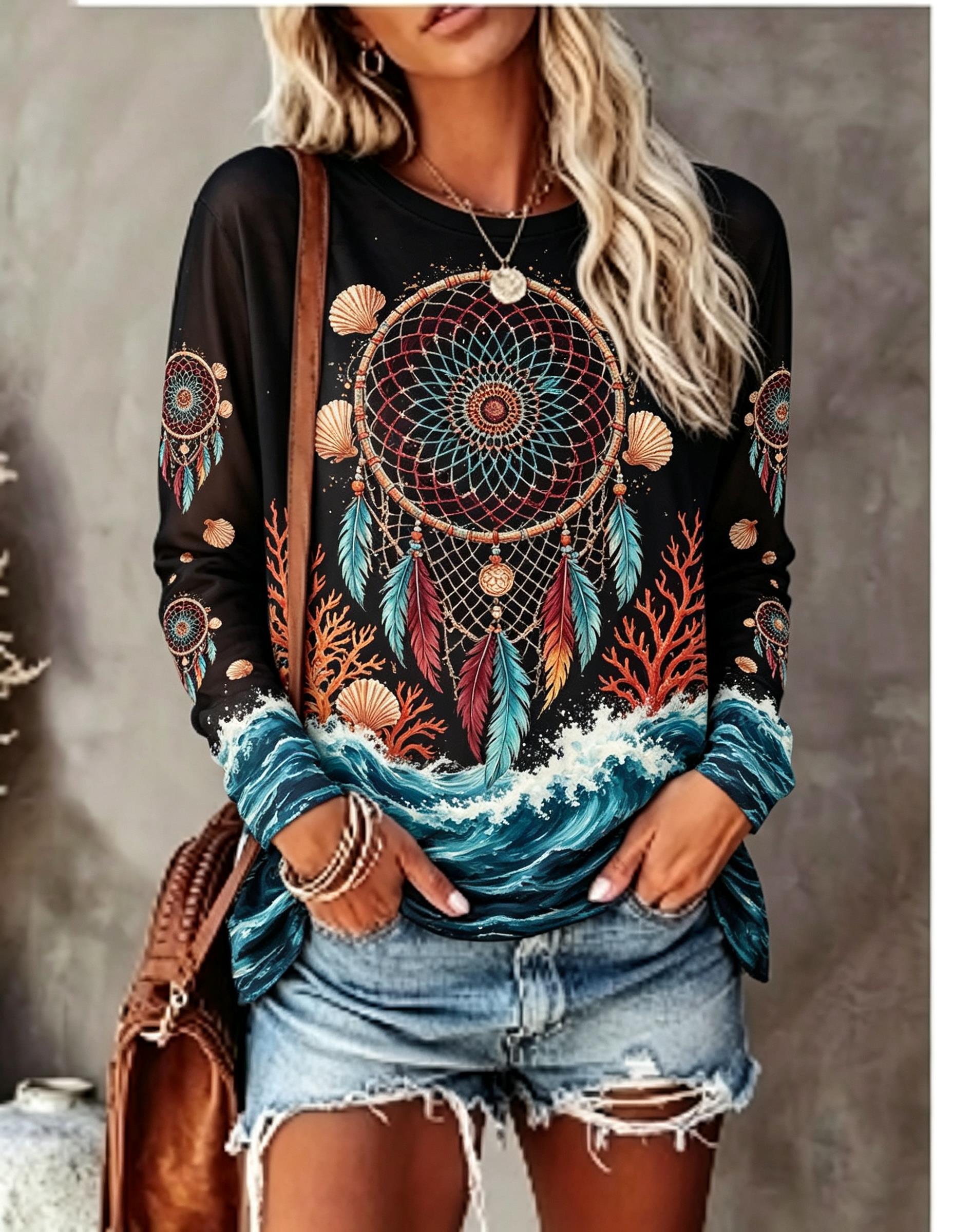 Shelly - T-shirt da donna a maniche lunghe