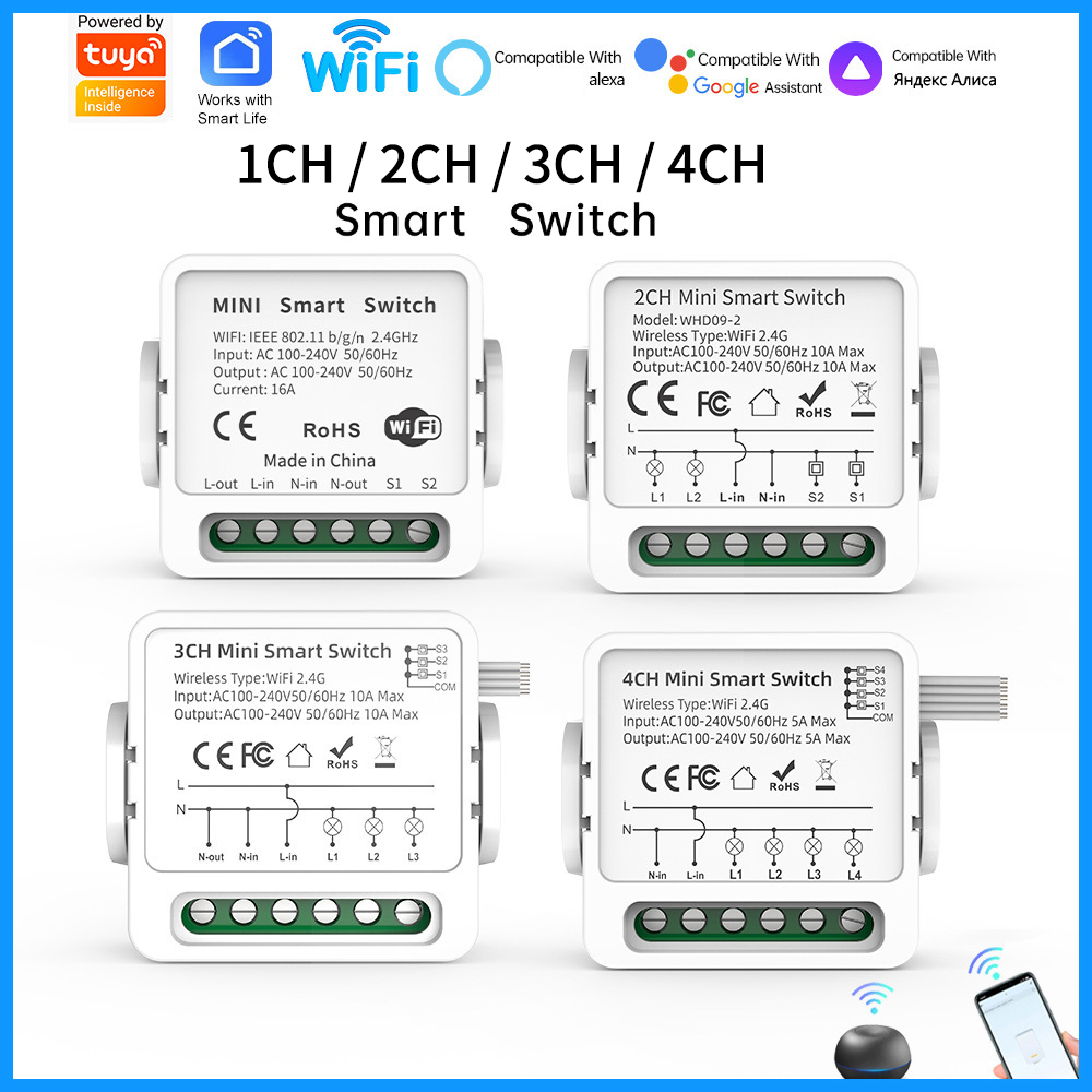 Smart Relay Tuya - Interruttore Intelligente WiFi Tuya 1/2/3/4 Gang
