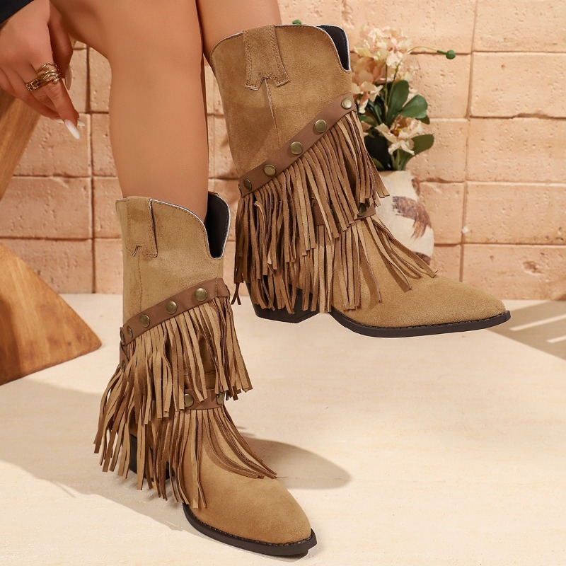 Tasmota - Stivaletti con nappine vintage da donna,